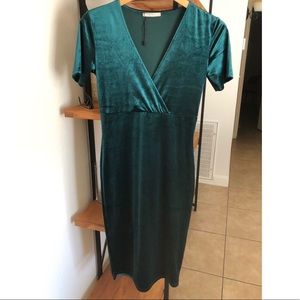 ZARA Velvet Emerald Bodycon Dress
